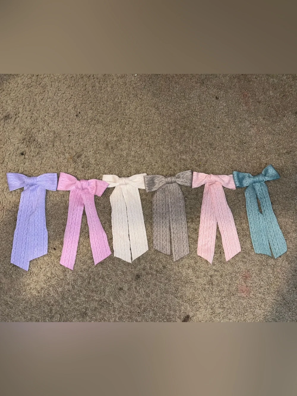 Set of 6 Pastel Knit Bow Hair Ties